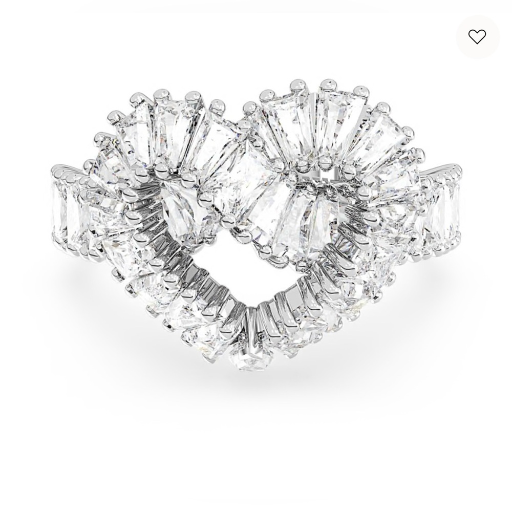 Swarovski Matrix Crystal Heart Ring, Mixed Cuts, Rhodium Plated - Picture 14 of 17